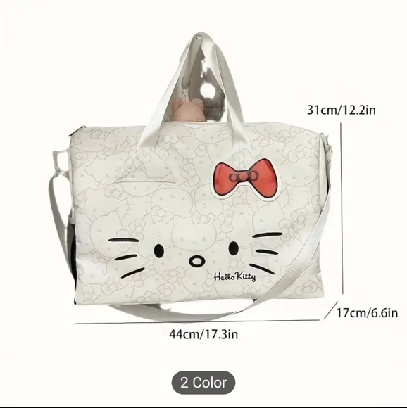 Sanrio Hello Kitty travel bag. Color: White with grey Hello Kitty designs throug - Picture 12 of 13